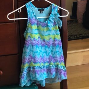 Teal and purple flower tank top